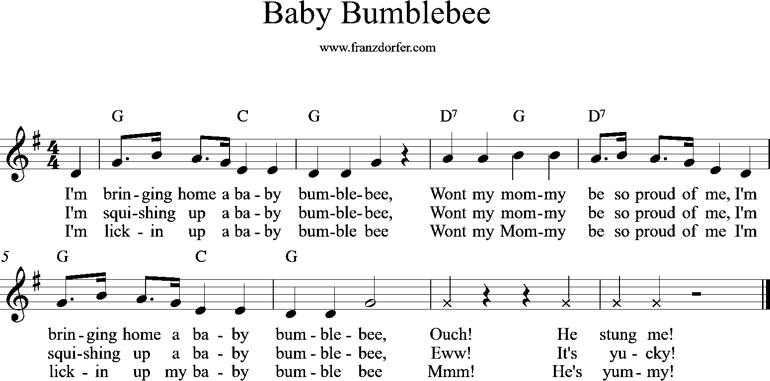 sheetmusic, G-Major, Baby bumble bee